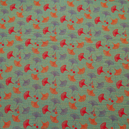 Ginkgoblatt-Baumwoll-Jacquard-Stoff - Grün - Meter - 5M - image 5