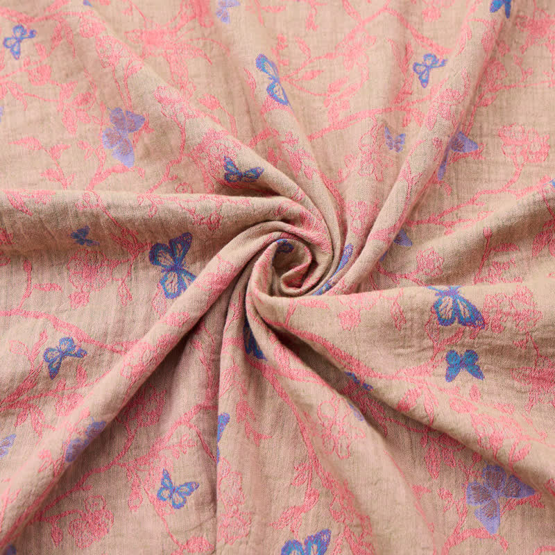 Baumwoll-Jacquardstoff mit Schmetterlingsrankenmuster - image 7