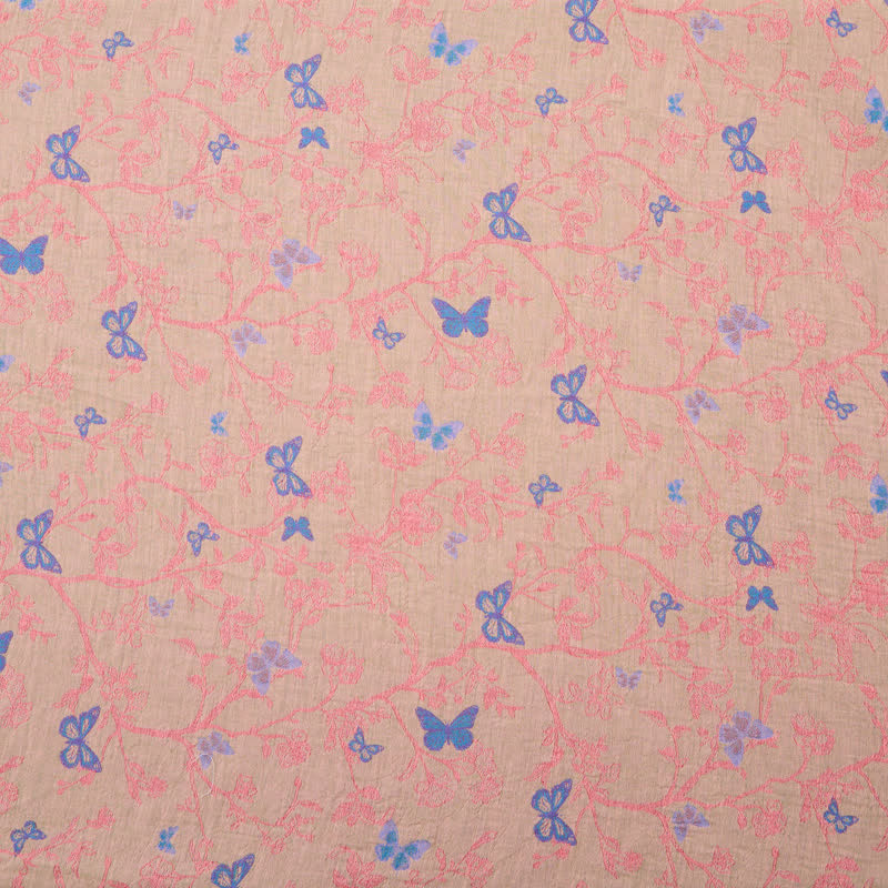 Baumwoll-Jacquardstoff mit Schmetterlingsrankenmuster - Rosa - Meter - 5M - image 5