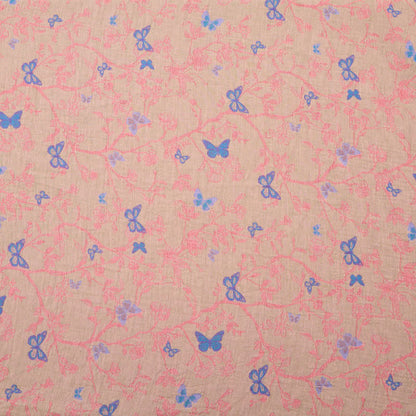 Baumwoll-Jacquardstoff mit Schmetterlingsrankenmuster - Rosa - Meter - 5M - image 5