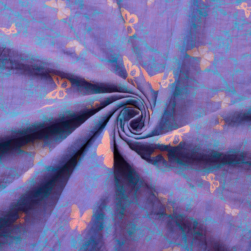 Baumwoll-Jacquardstoff mit Schmetterlingsrankenmuster - image 2