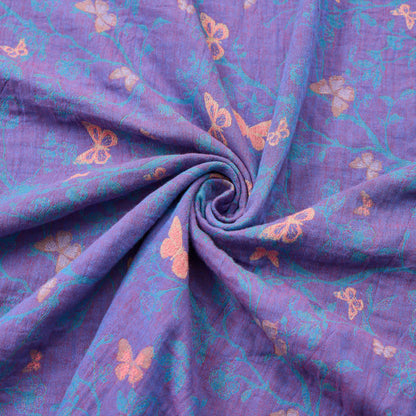 Baumwoll-Jacquardstoff mit Schmetterlingsrankenmuster - image 2