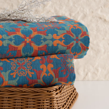 Baumwoll-Jacquardstoff mit floralem Medaillonmuster - image 3