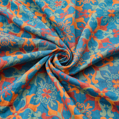 Baumwoll-Jacquardstoff mit floralem Medaillonmuster - image 2
