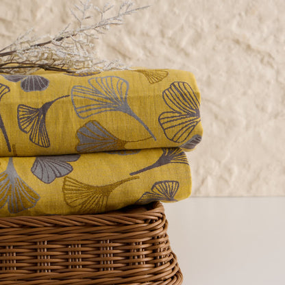 Baumwoll-Jacquardstoff mit großem Ginkgoblatt - image 3