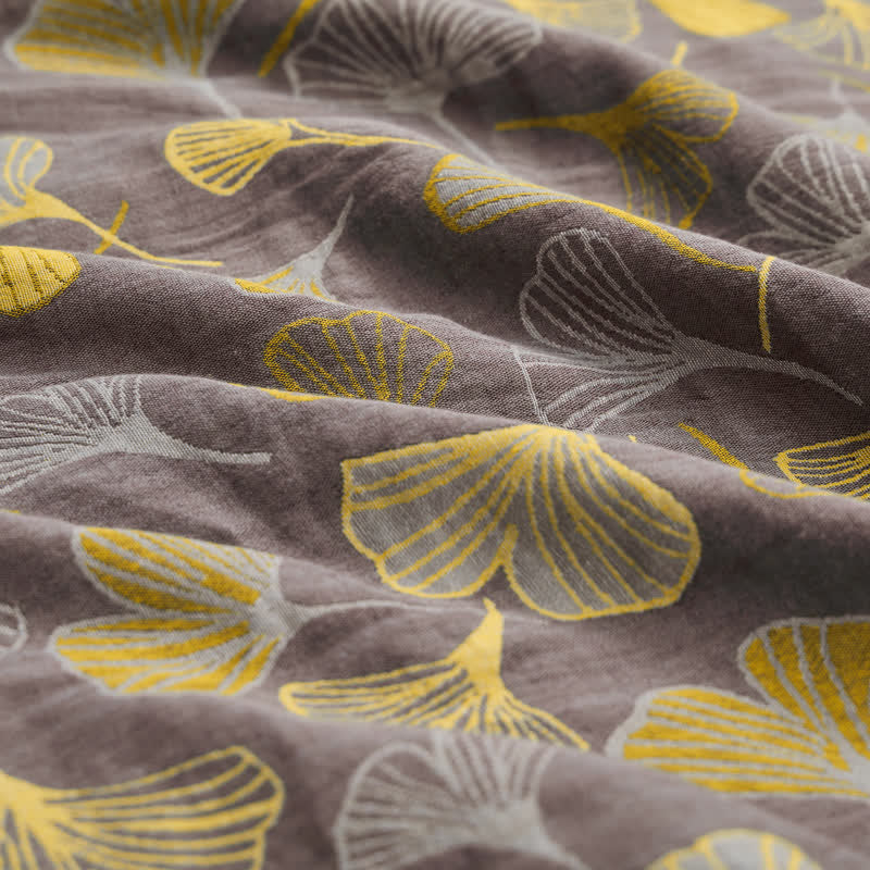 Baumwoll-Jacquardstoff mit großem Ginkgoblatt - image 6