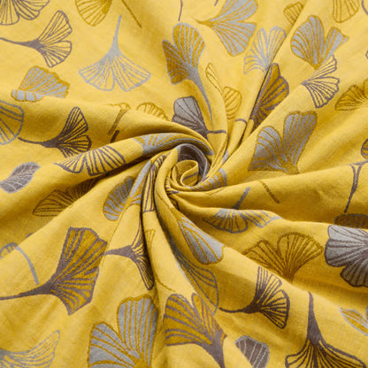 Baumwoll-Jacquardstoff mit großem Ginkgoblatt - image 2