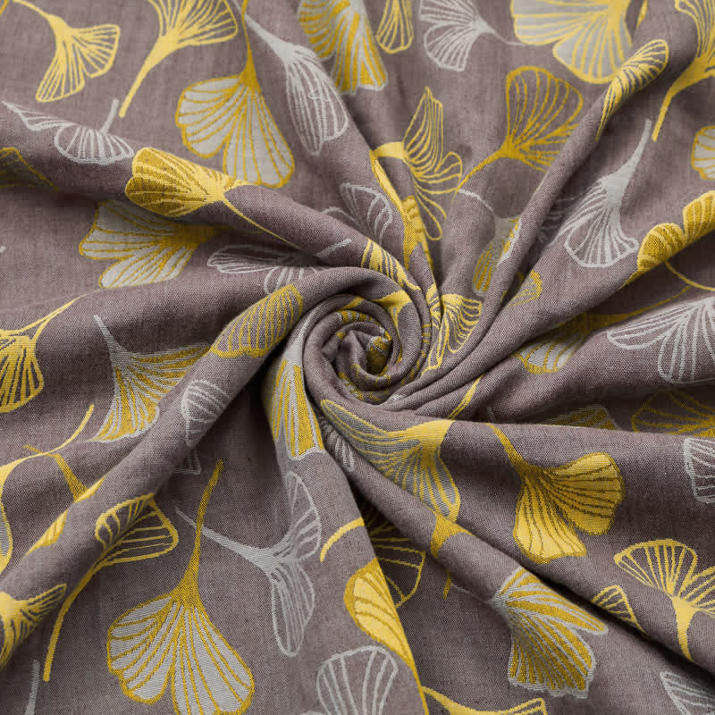 Baumwoll-Jacquardstoff mit großem Ginkgoblatt - image 7