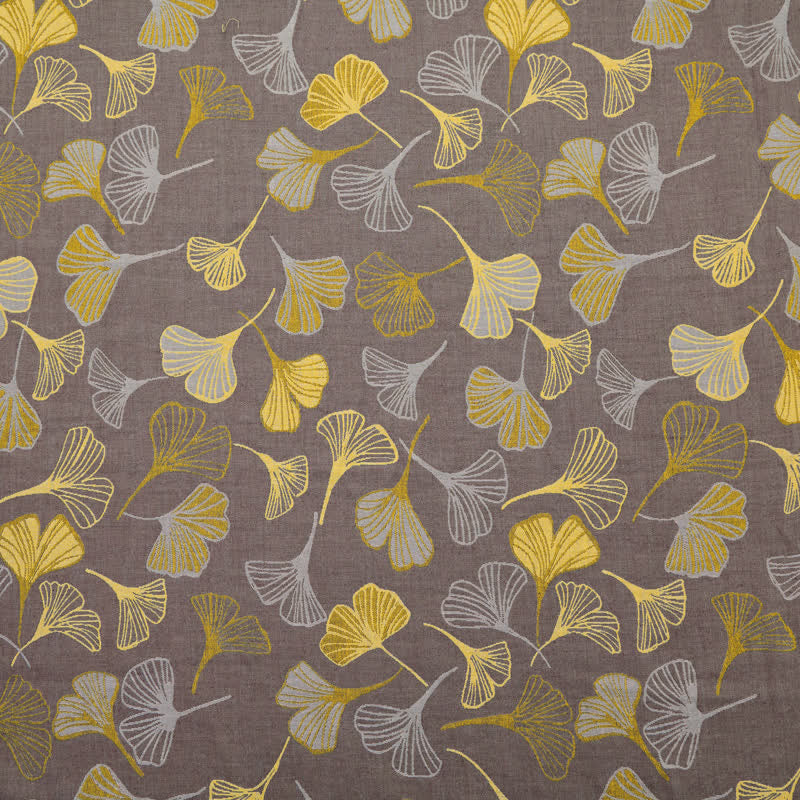 Baumwoll-Jacquardstoff mit großem Ginkgoblatt - Hellgrau - Meter - 5M - image 5
