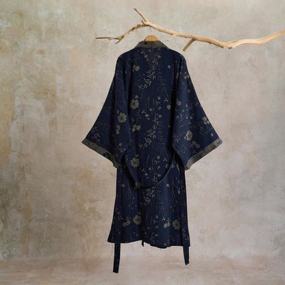 Kimono-Bademantel aus Bio-Baumwolle mit Gartenblumenmuster - image 1