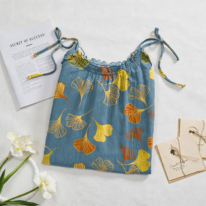 Ginkgo Leaf Tie Strap Lounge Midi Dress - image 2