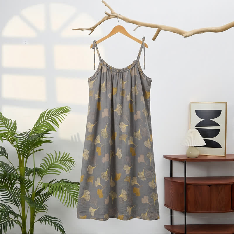 Ginkgo Leaf Tie Strap Lounge Midi Dress - image 16