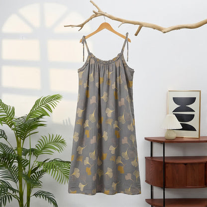 Ginkgo Leaf Tie Strap Lounge Midi Dress - image 16