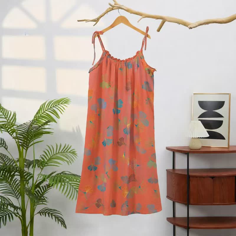 Ginkgo Leaf Tie Strap Lounge Midi Dress - image 31