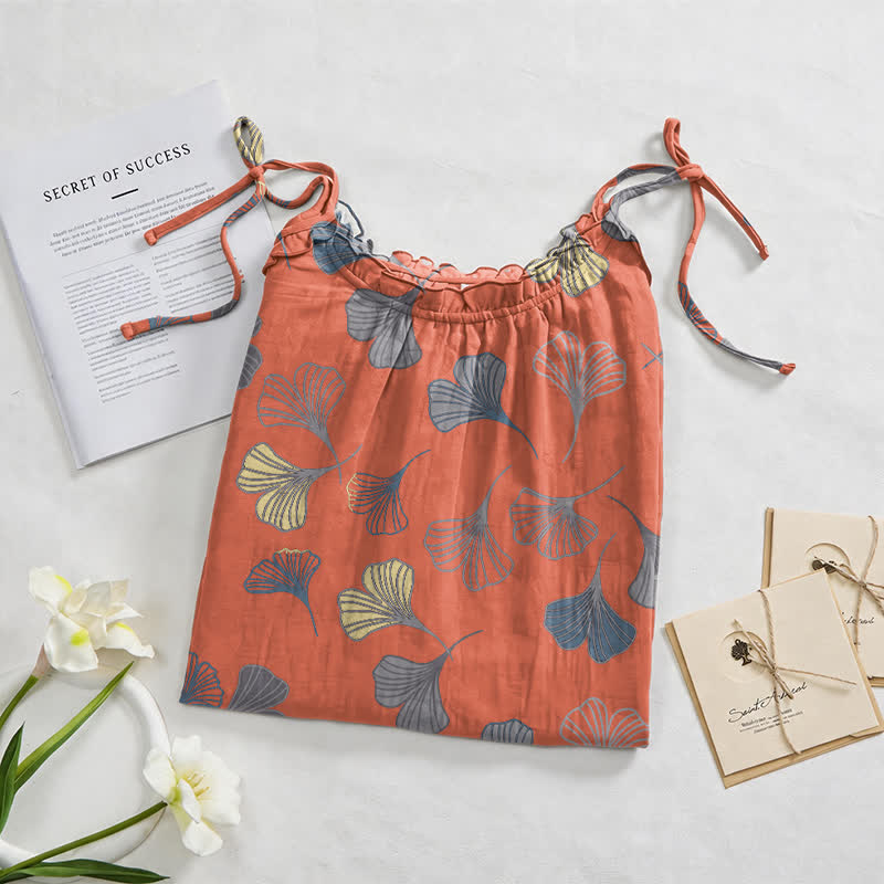 Ginkgo Leaf Tie Strap Lounge Midi Dress - image 32