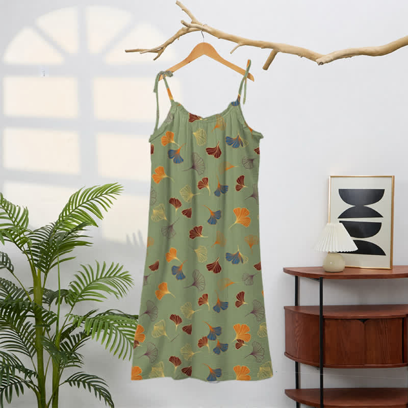 Ginkgo Leaf Tie Strap Lounge Midi Dress - image 41