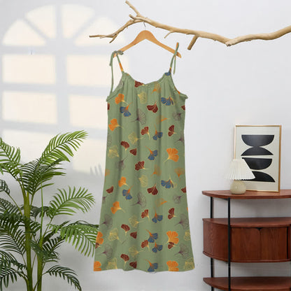 Ginkgo Leaf Tie Strap Lounge Midi Dress - image 41