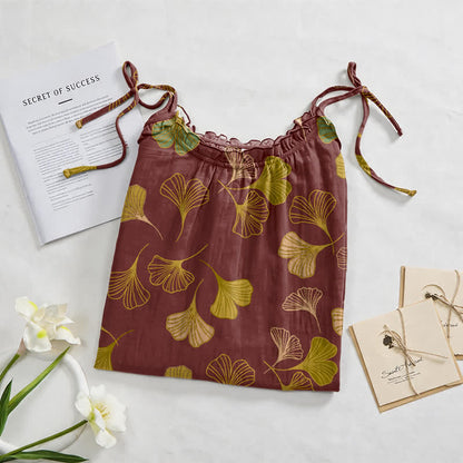 Ginkgo Leaf Tie Strap Lounge Midi Dress - image 47