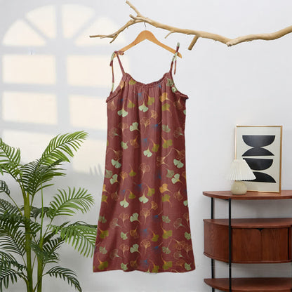 Ginkgo Leaf Tie Strap Lounge Midi Dress - image 46