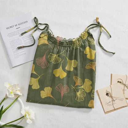 Ginkgo Leaf Tie Strap Lounge Midi Dress - image 52