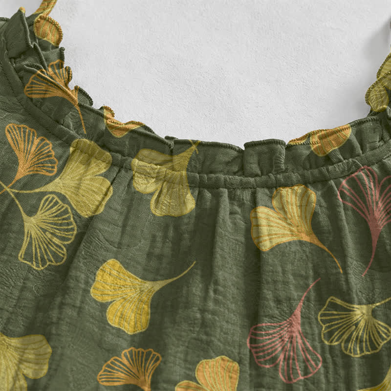 Ginkgo Leaf Tie Strap Lounge Midi Dress - image 48
