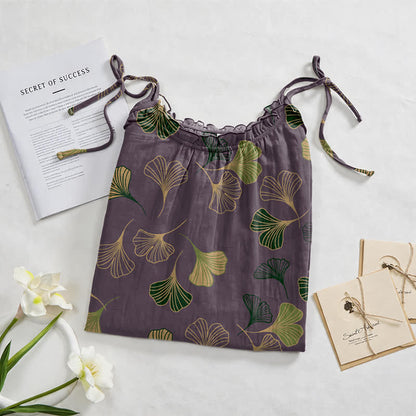 Ginkgo Leaf Tie Strap Lounge Midi Dress - image 7