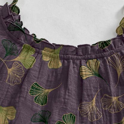 Ginkgo Leaf Tie Strap Lounge Midi Dress - image 8
