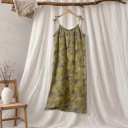 Ginkgo Leaf Tie Strap Lounge Midi Dress - Grün & Lila - XL - image 75