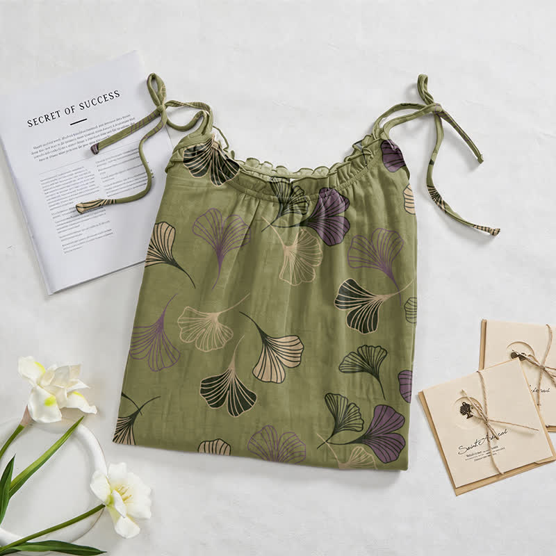 Ginkgo Leaf Tie Strap Lounge Midi Dress - image 77