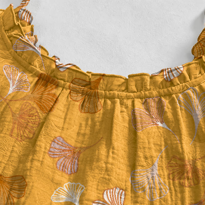 Ginkgo Leaf Tie Strap Lounge Midi Dress - image 88