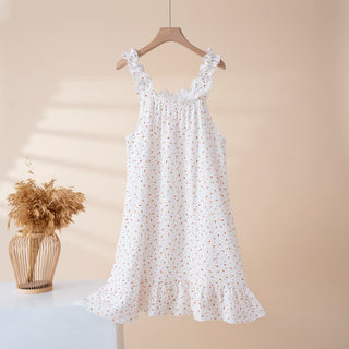 Lounge-Kleid aus Baumwolle mit Blumenmuster und Rüschenträgern - MistyRose - 4XL - image 0