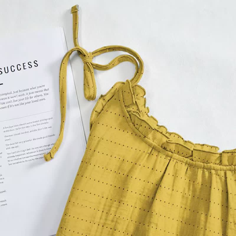 Sonnengewaschenes, einfarbiges Loungekleid mit Bindebändern - image 7