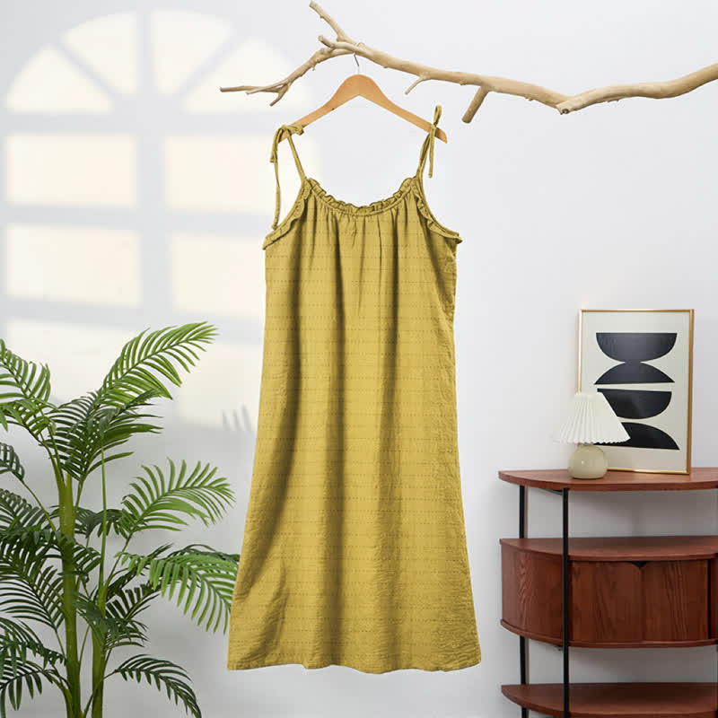 Sonnengewaschenes, einfarbiges Loungekleid mit Bindebändern - image 5