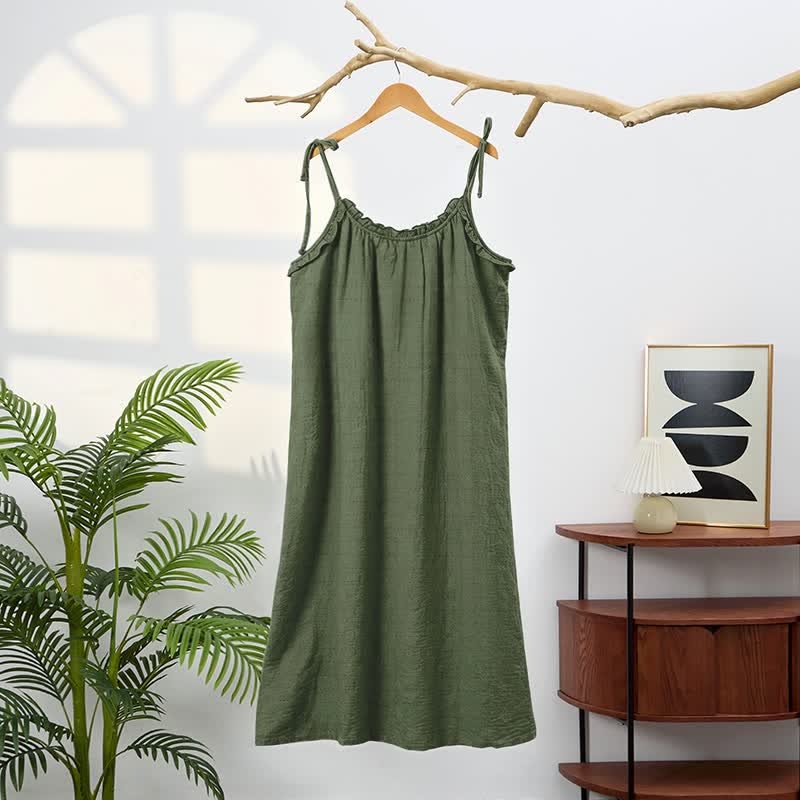 Sonnengewaschenes, einfarbiges Loungekleid mit Bindebändern - image 17