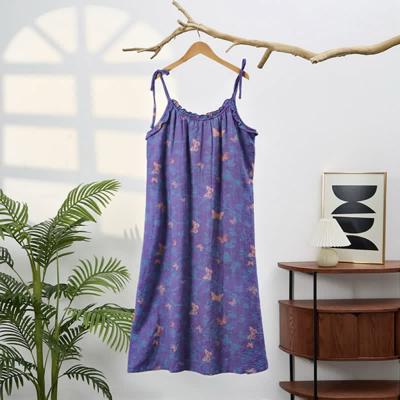 Maxikleid mit Schmetterlingsmuster und Bindebändern - image 1