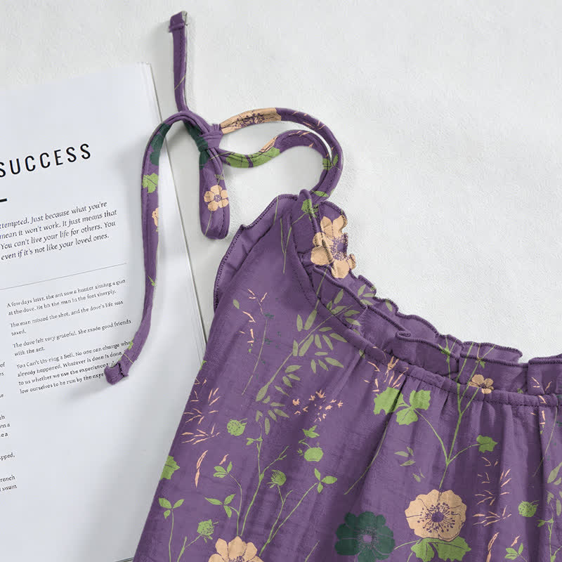 Boho-Maxikleid mit Wildblumenmuster und Bindebändern - image 3