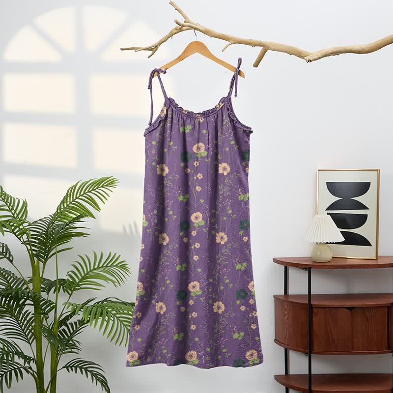 Boho-Maxikleid mit Wildblumenmuster und Bindebändern - image 1