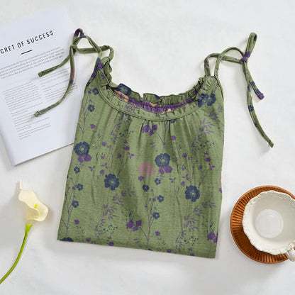 Boho-Maxikleid mit Wildblumenmuster und Bindebändern - image 6
