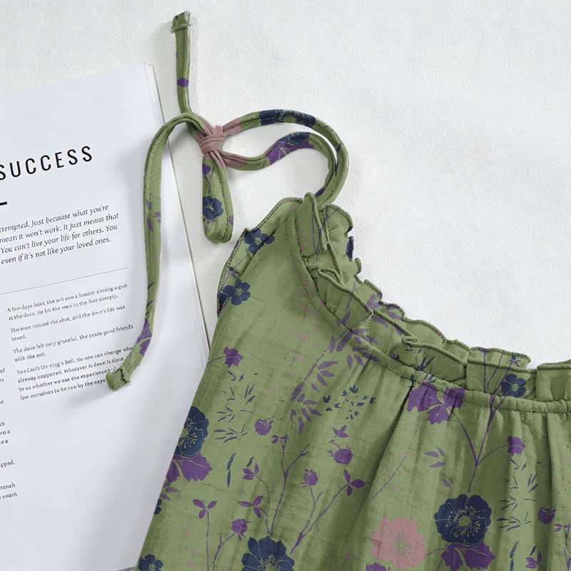 Boho-Maxikleid mit Wildblumenmuster und Bindebändern - image 7
