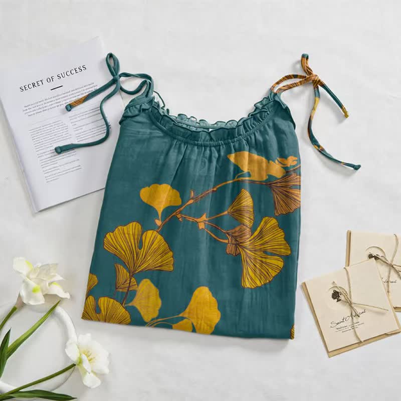 Maxikleid mit Ginkgoblatt-Schnittmuster - image 7