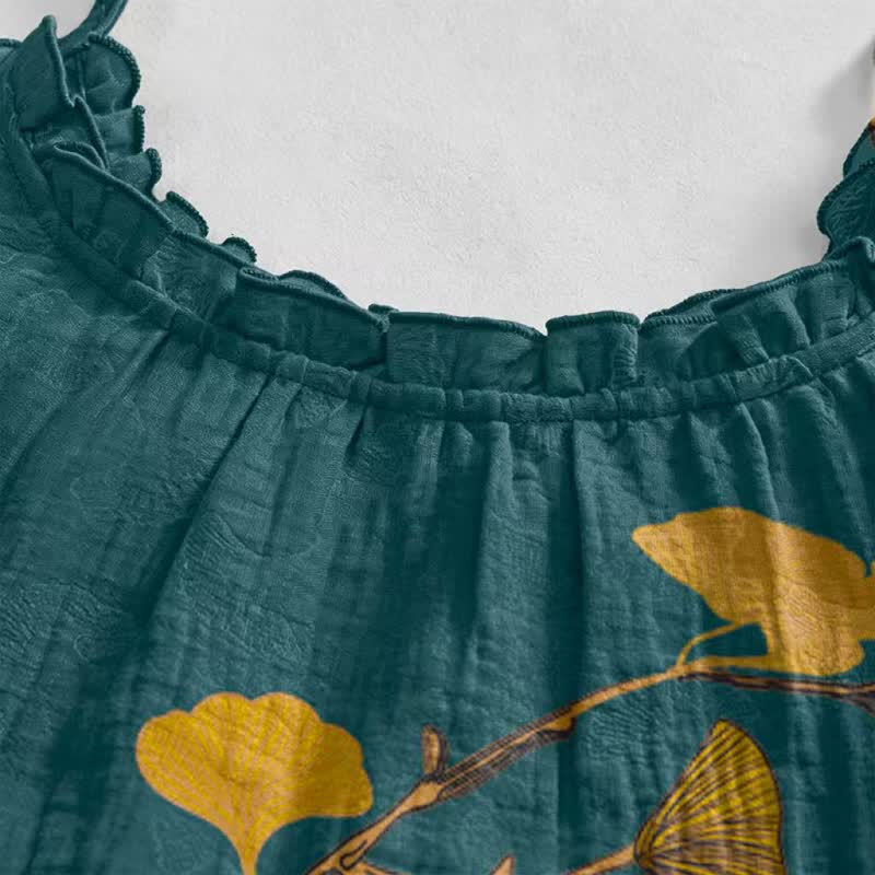 Maxikleid mit Ginkgoblatt-Schnittmuster - image 8