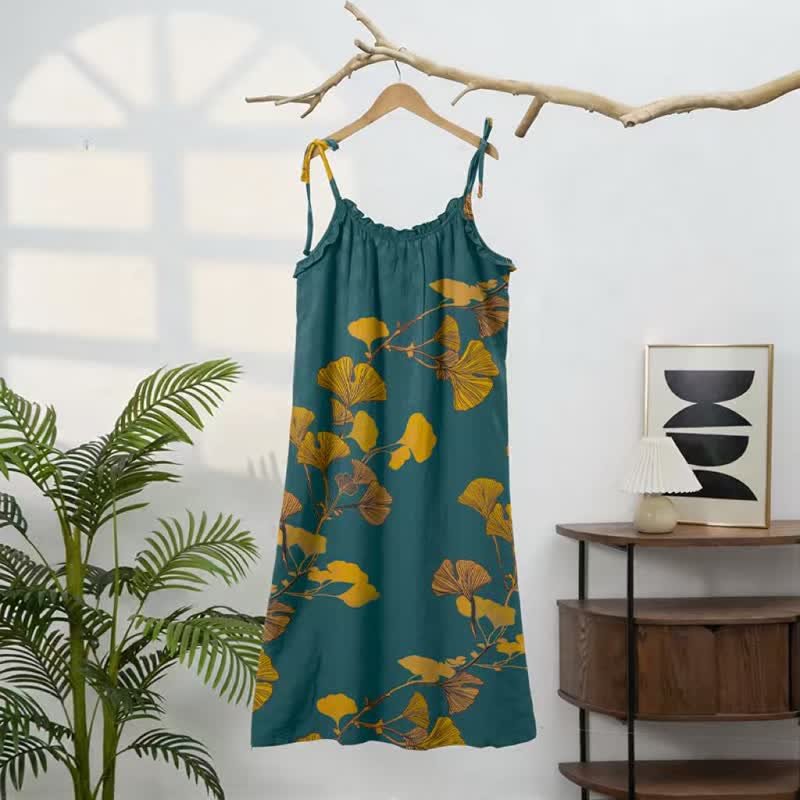 Maxikleid mit Ginkgoblatt-Schnittmuster - image 6