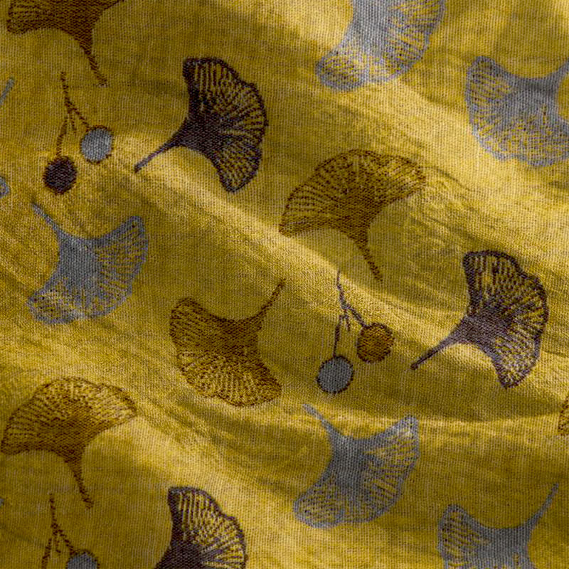 Loungekleid mit Ginkgo-Blumenmuster und Bindebändern - image 4