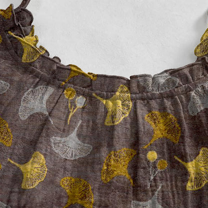 Loungekleid mit Ginkgo-Blumenmuster und Bindebändern - image 8