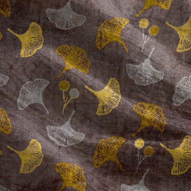 Loungekleid mit Ginkgo-Blumenmuster und Bindebändern - image 9