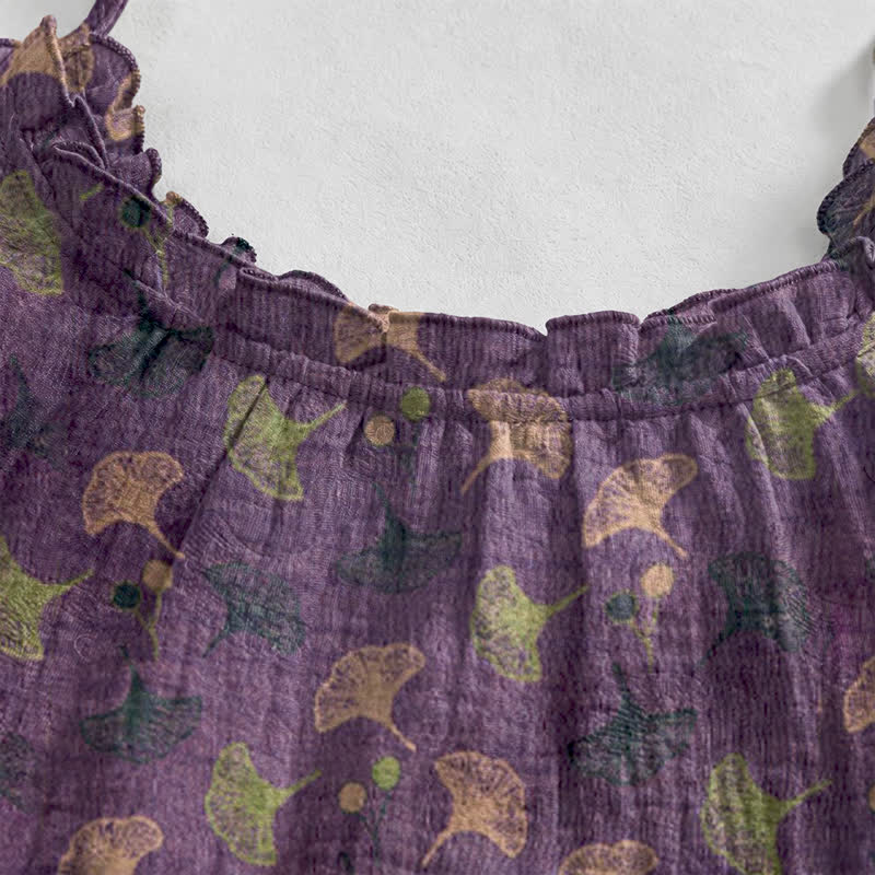Loungekleid mit Ginkgo-Blumenmuster und Bindebändern - image 18