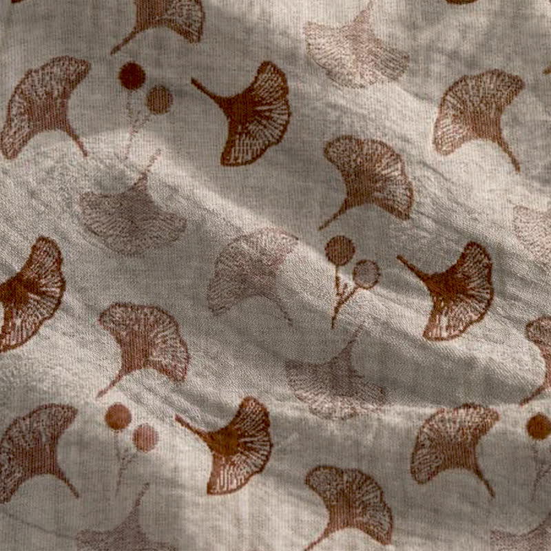Loungekleid mit Ginkgo-Blumenmuster und Bindebändern - image 24