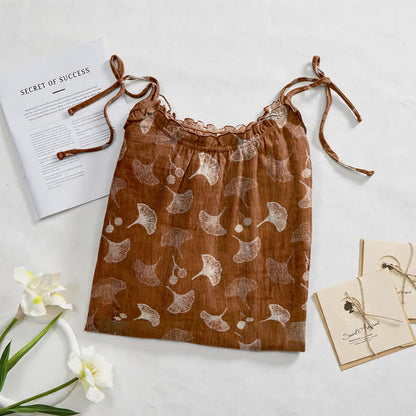 Loungekleid mit Ginkgo-Blumenmuster und Bindebändern - image 27