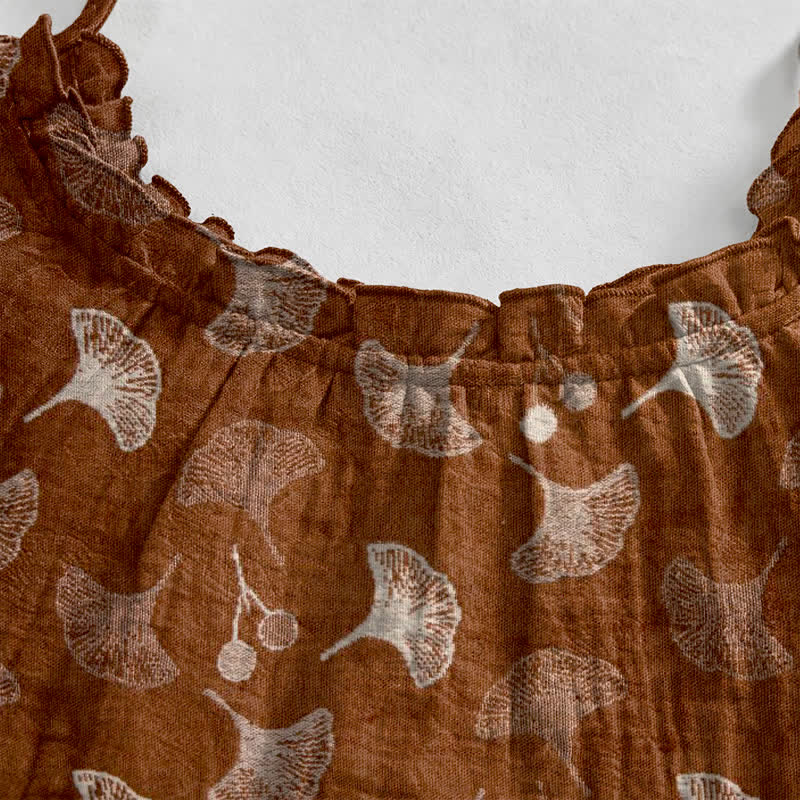 Loungekleid mit Ginkgo-Blumenmuster und Bindebändern - image 28