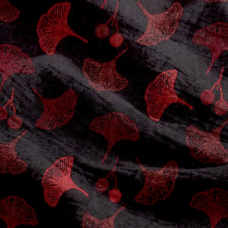Loungekleid mit Ginkgo-Blumenmuster und Bindebändern - image 34